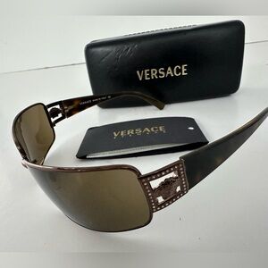 Versace Brown Sunglasses with Amber Lenses